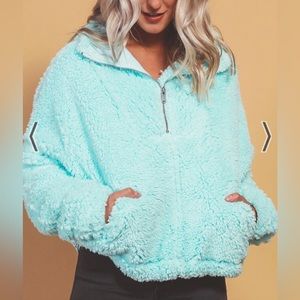NWT Free People Nantucket Fleece in Iced Aqua